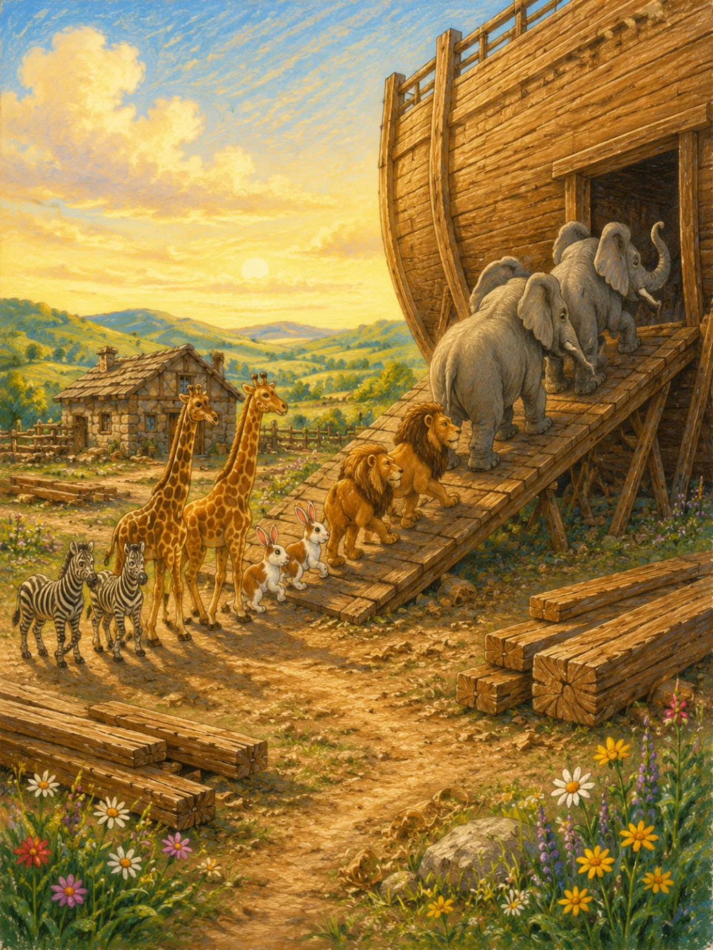 verhaal van Noach's ark voor kinderen — illustratie pagina 7