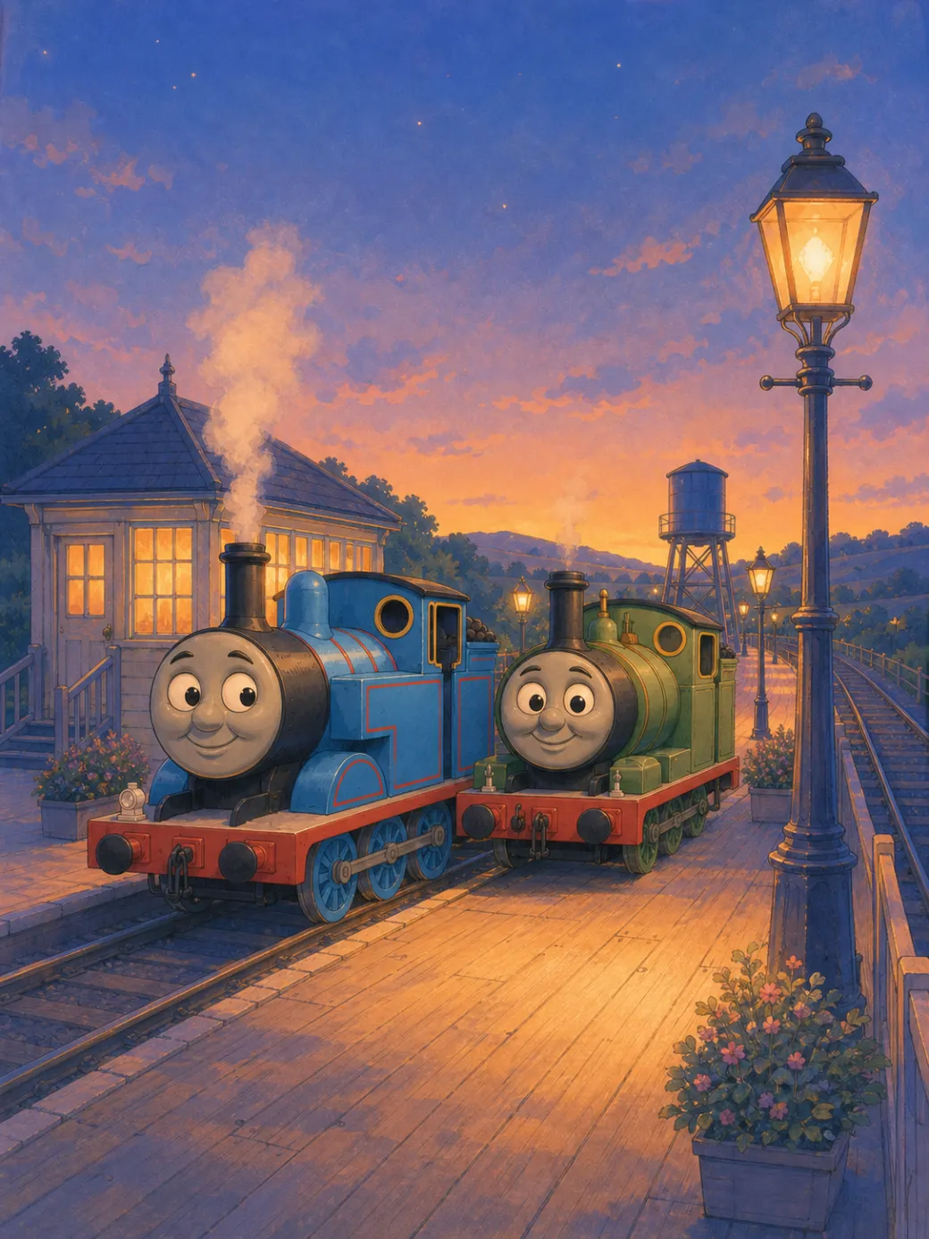 Thomas and Percy train story (IP demo — not for indexing) — page 1 illustration