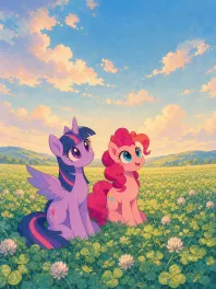 Twilight and Pinkie Pie's Cloud-Color Picnic