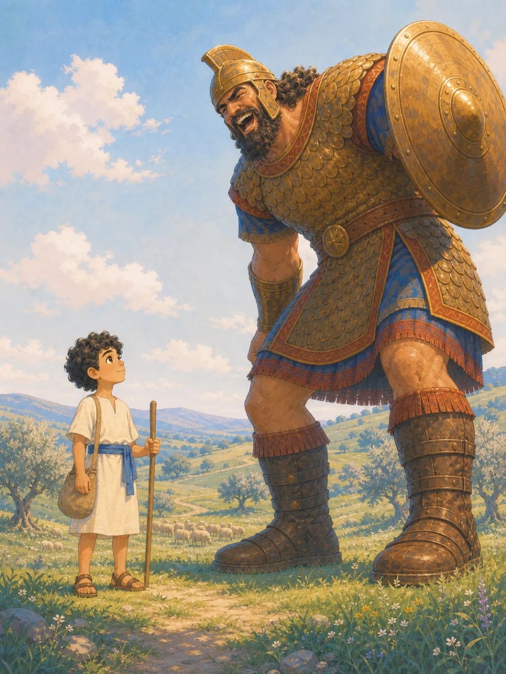 história de Davi e Golias para crianças — ilustração da página 7