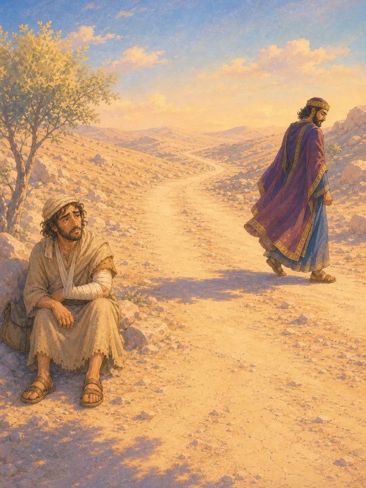Good Samaritan story for kids maker — example page made with Readkidz