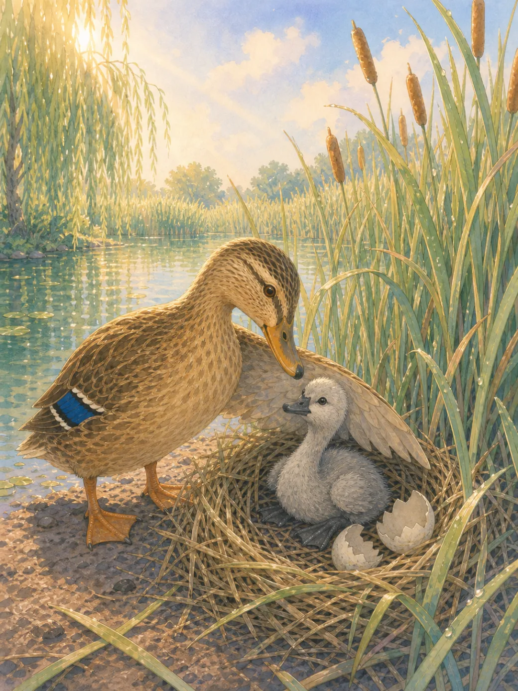 Ošklivé káčátko pohádka pro děti — ilustrace na straně 2