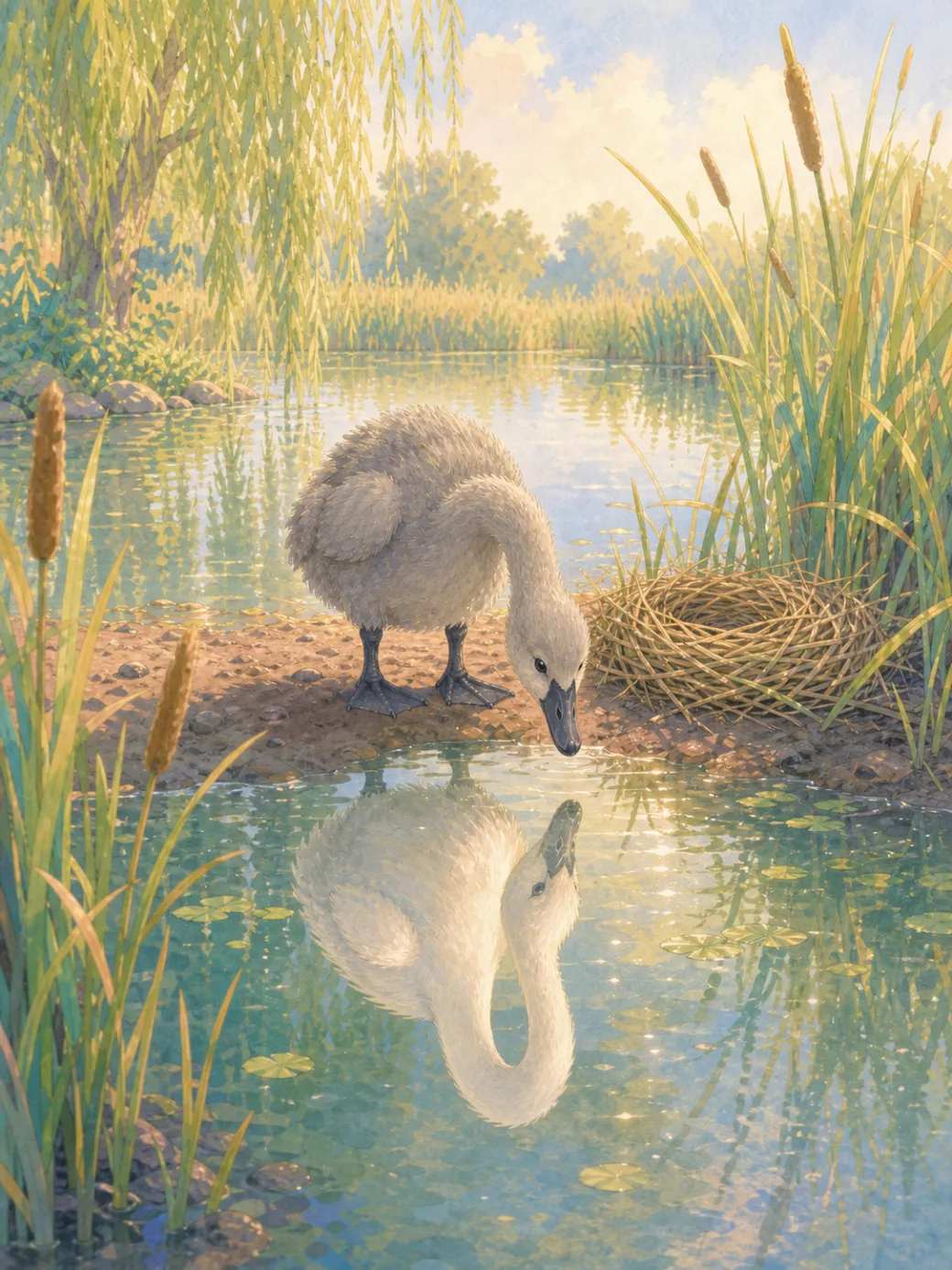 Ošklivé káčátko pohádka pro děti — ilustrace na straně 9