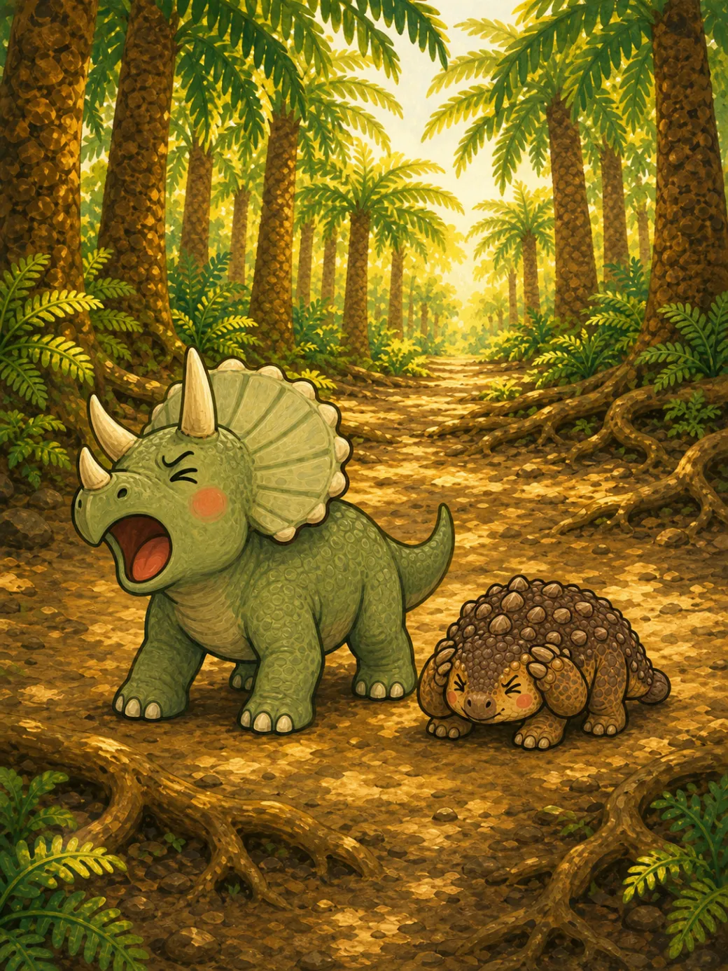 dětská kniha o dinosaurech — ilustrace na straně 4