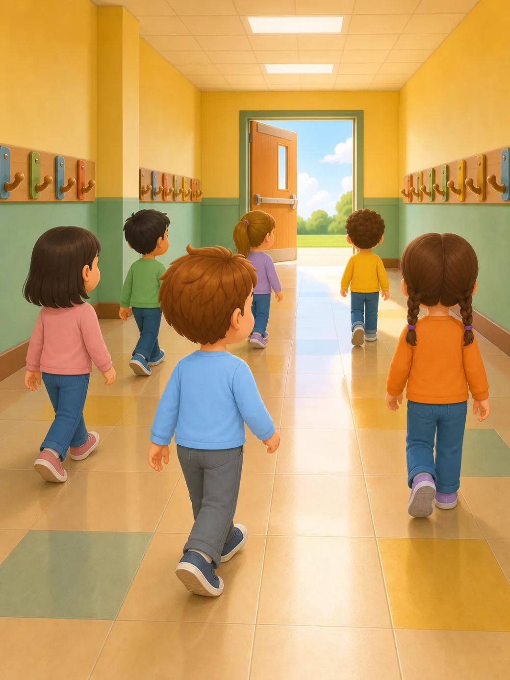 social story about fire drill — page 5 illustration