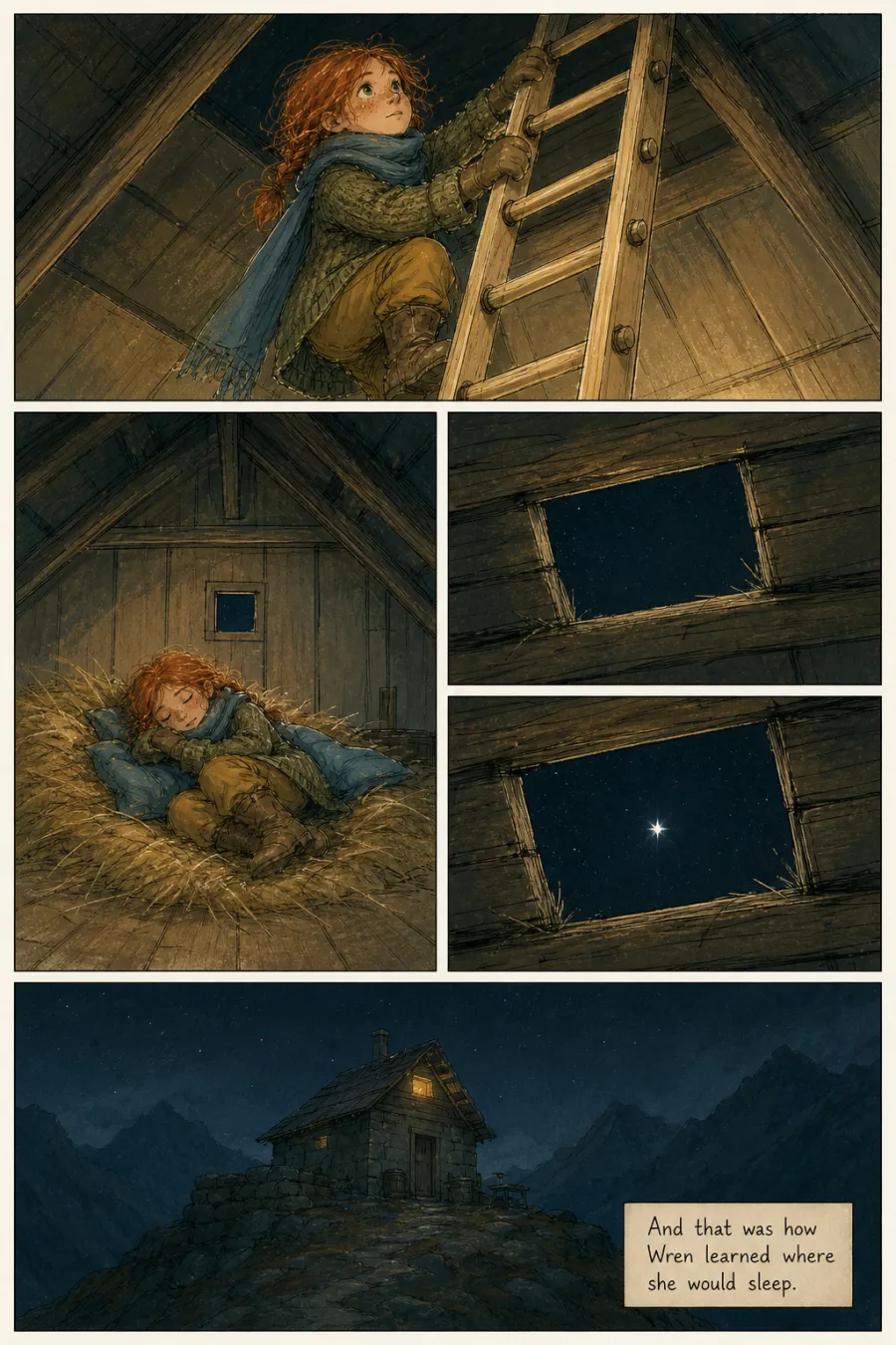 Page 4 of Wren of Bell Meadow, drawn in sunlit sketch wash style