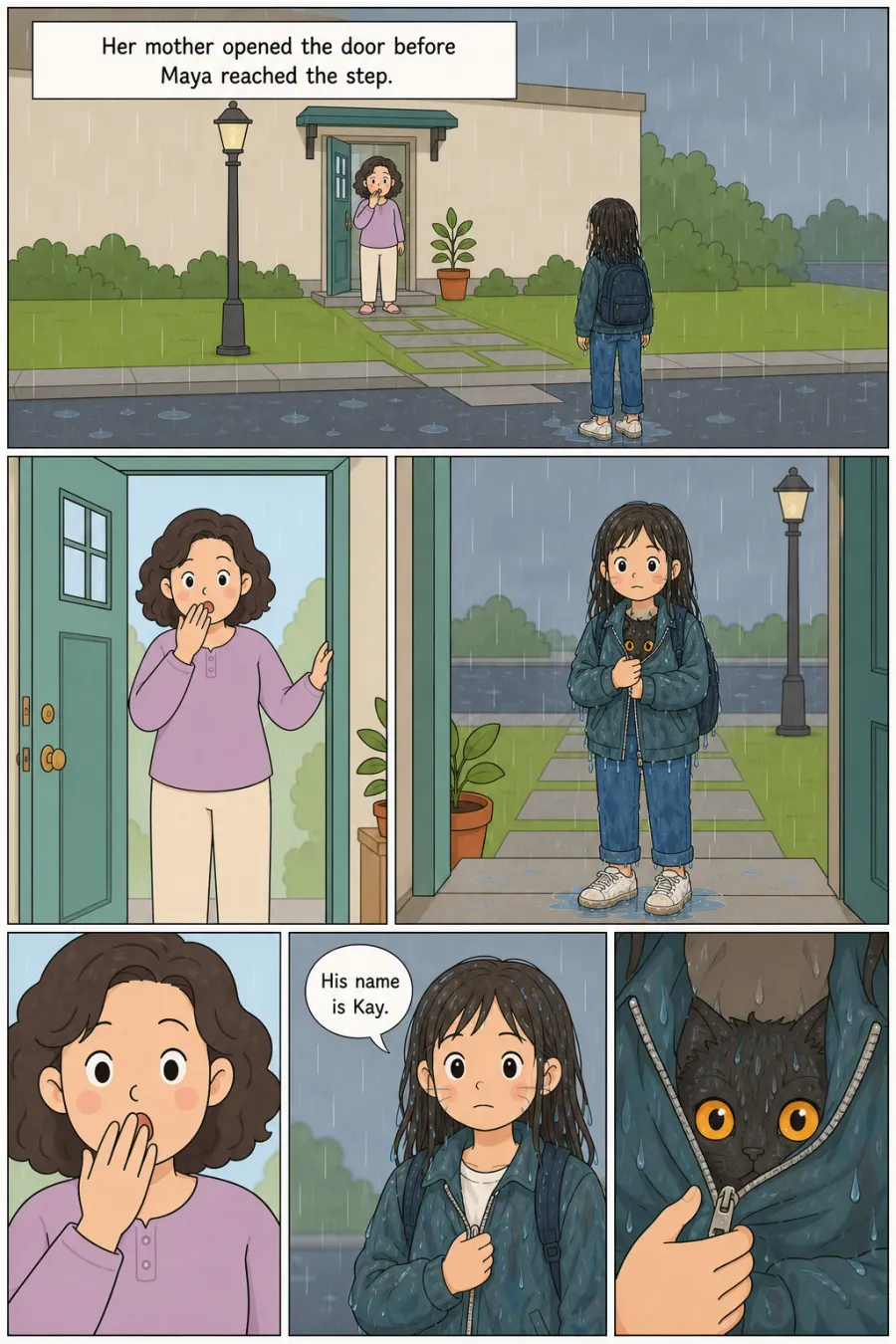Page 6 of The Cat Under the Bench, drawn in clean flat cartoon style