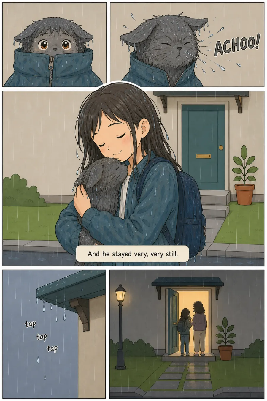 Page 7 of The Cat Under the Bench, drawn in clean flat cartoon style