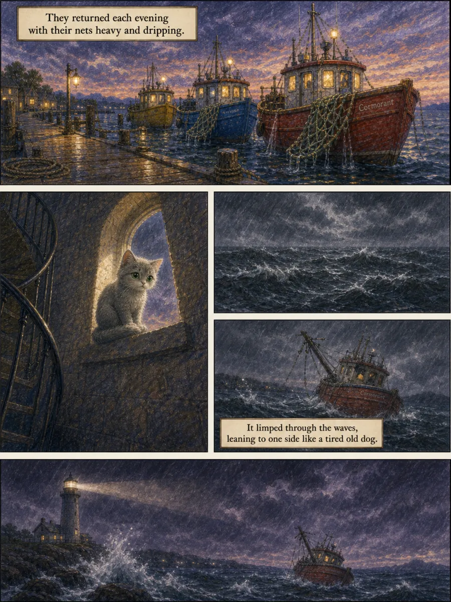 Page 3 of The Keeper of the Light, drawn in crayon storybook style