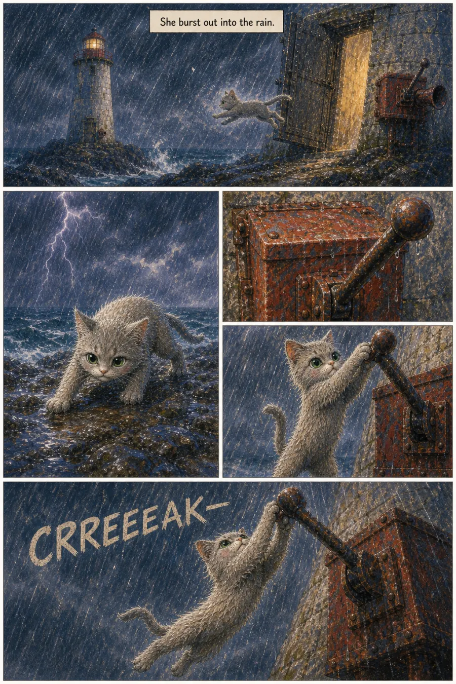Page 5 of The Keeper of the Light, drawn in crayon storybook style