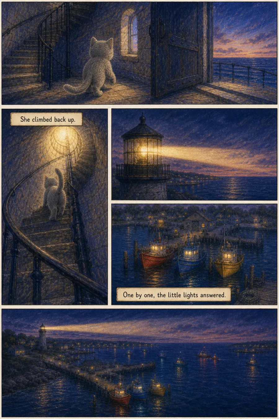 Page 11 of The Keeper of the Light, drawn in crayon storybook style