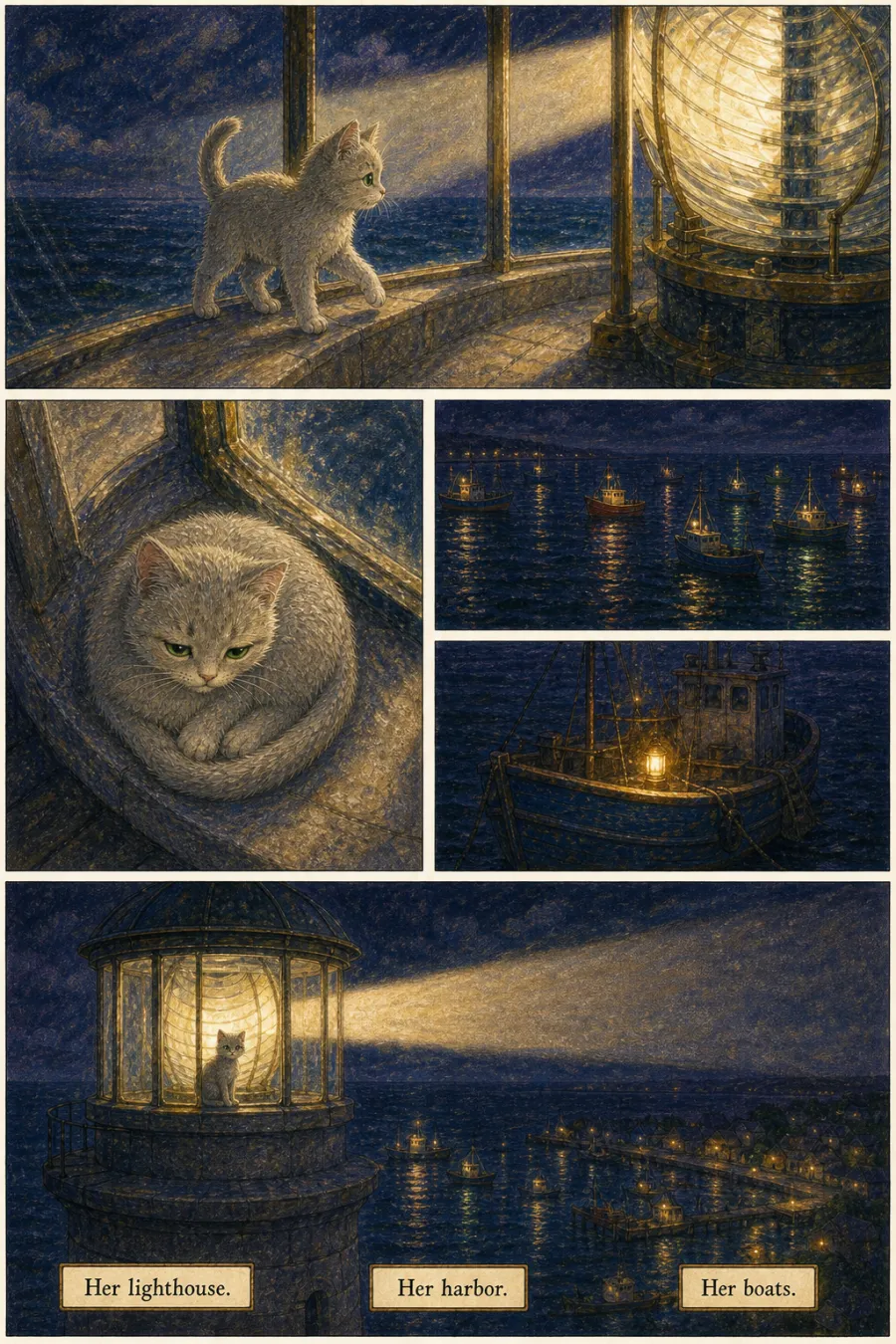 Page 12 of The Keeper of the Light, drawn in crayon storybook style