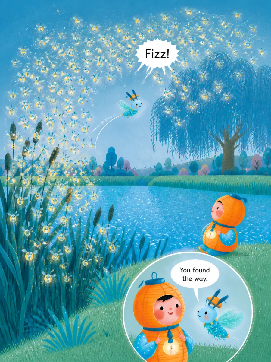 Page 16 of Miko and the Windy Night, painted in Aqua Grain Flat style