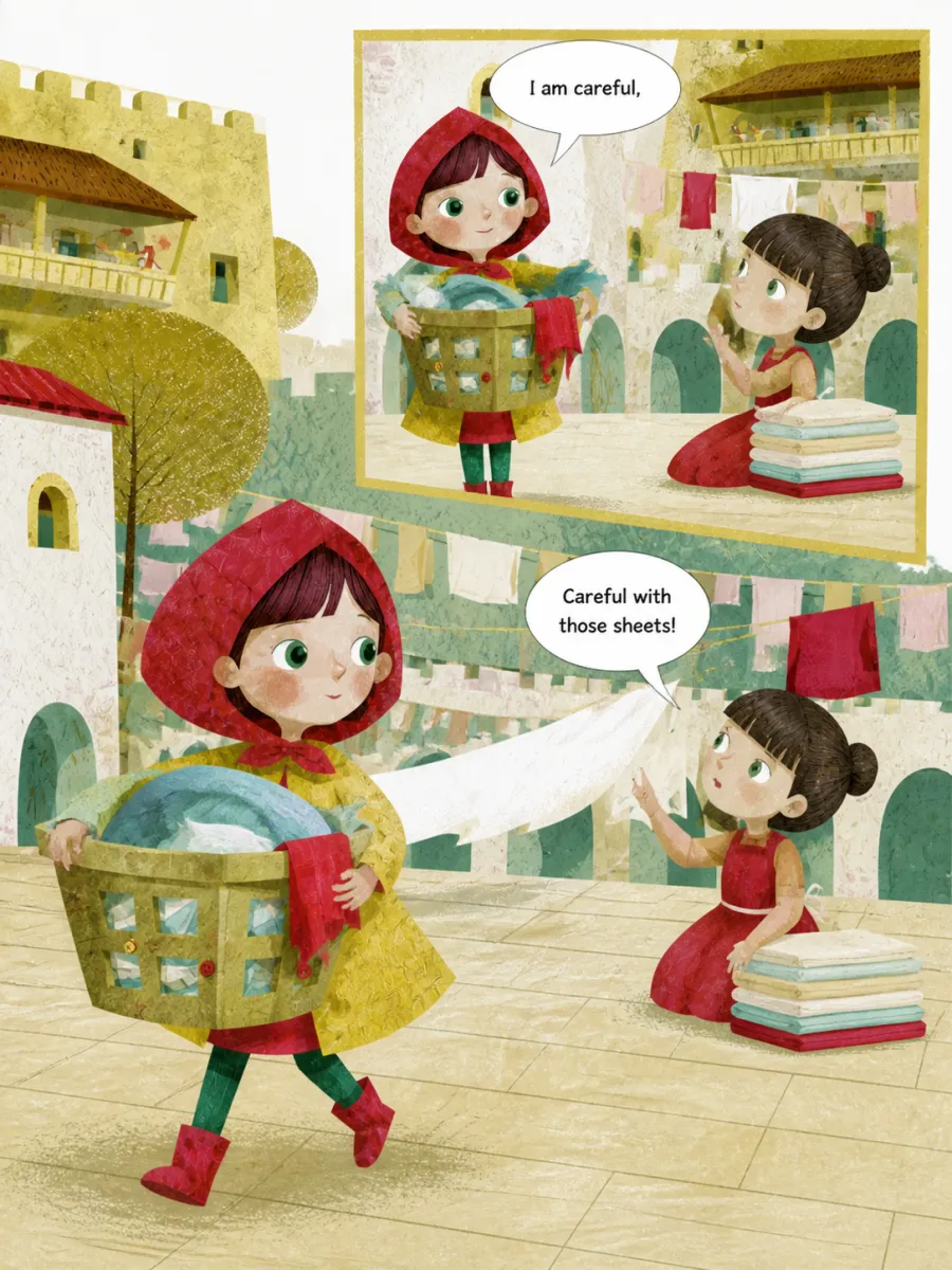 Page 3 of The Crown That Shone Too Bright, painted in Torn Paper Collage style