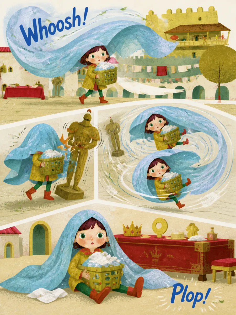 Page 4 of The Crown That Shone Too Bright, painted in Torn Paper Collage style