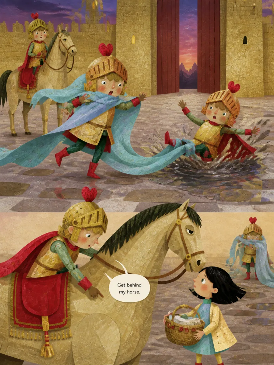 Page 11 of The Crown That Shone Too Bright, painted in Torn Paper Collage style