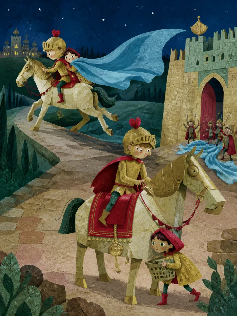 Page 12 of The Crown That Shone Too Bright, painted in Torn Paper Collage style