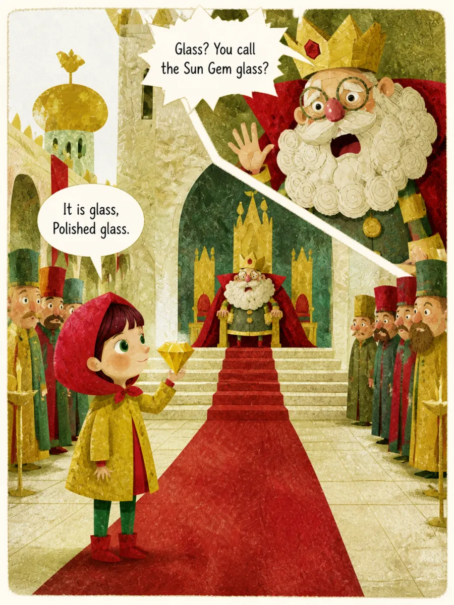 Page 7 of The Crown That Shone Too Bright, painted in Torn Paper Collage style