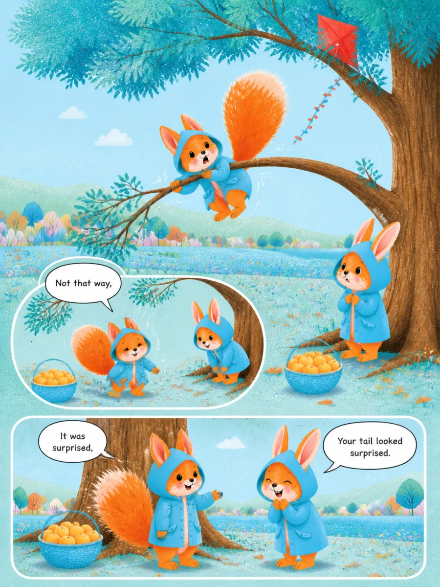 Page 5 of The Kite in the Maple Tree, painted in Aqua Grain Flat style