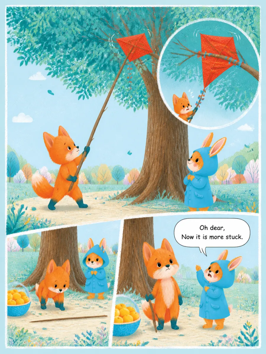 Page 6 of The Kite in the Maple Tree, painted in Aqua Grain Flat style