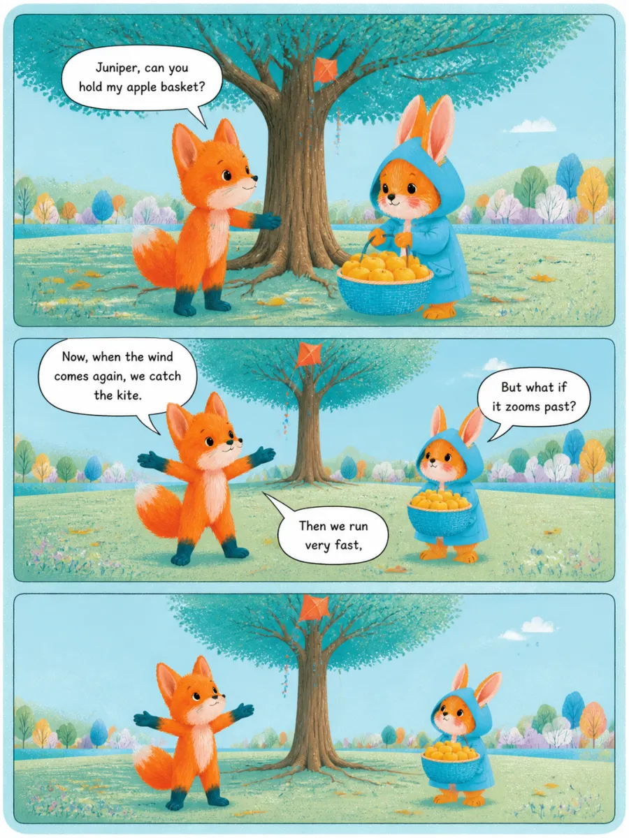 Page 8 of The Kite in the Maple Tree, painted in Aqua Grain Flat style