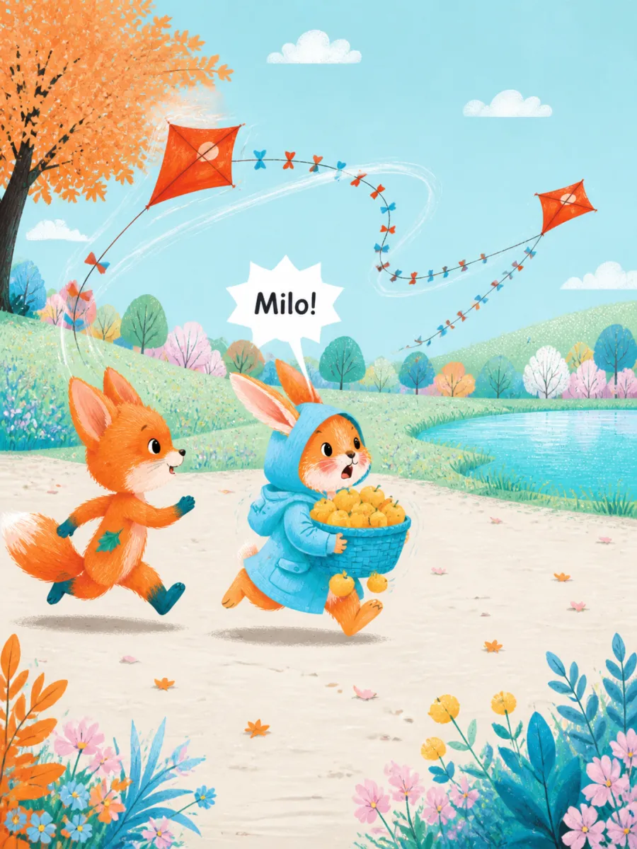 Page 10 of The Kite in the Maple Tree, painted in Aqua Grain Flat style