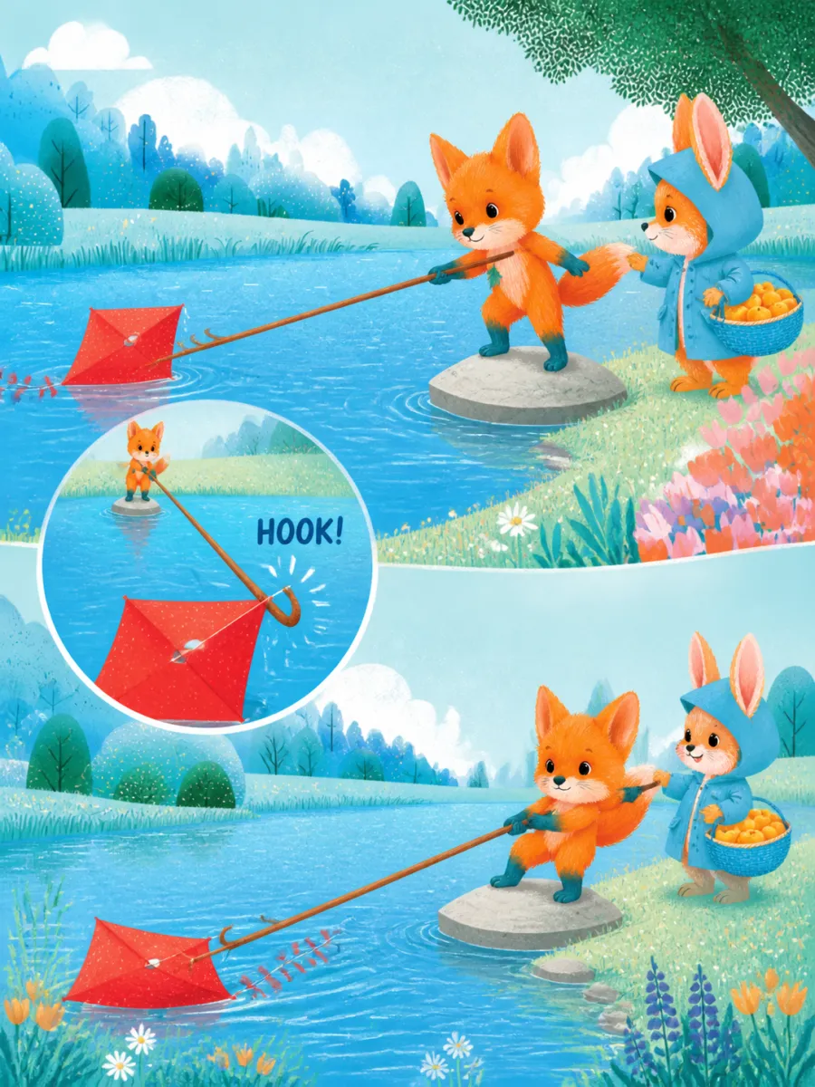 Page 13 of The Kite in the Maple Tree, painted in Aqua Grain Flat style