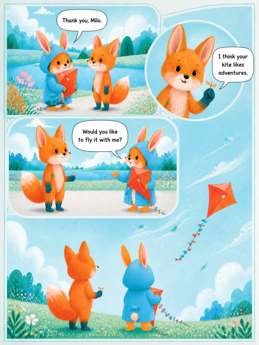 Page 15 of The Kite in the Maple Tree, painted in Aqua Grain Flat style