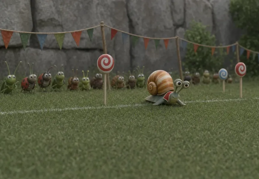 The first take of a shot, showing the snail from a wide angle