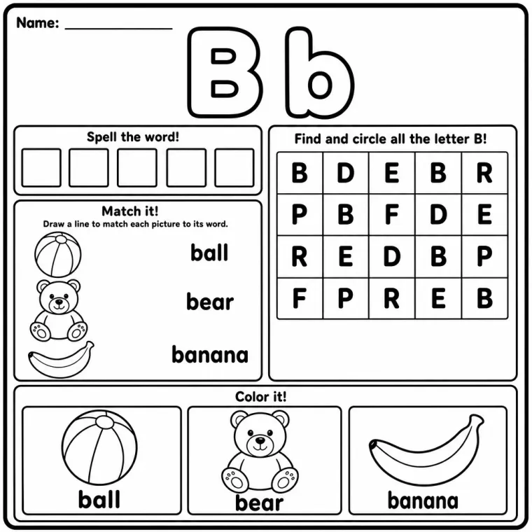 Letter B alphabet worksheet