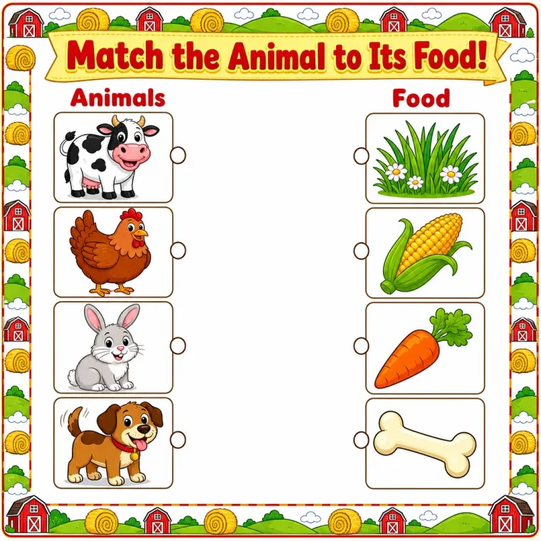 Farm animals matching activity