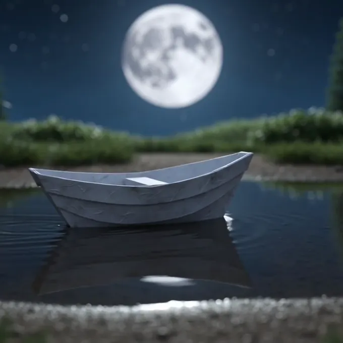 Cover frame from a five-second clip of a paper boat on a stream, generated with Grok Video