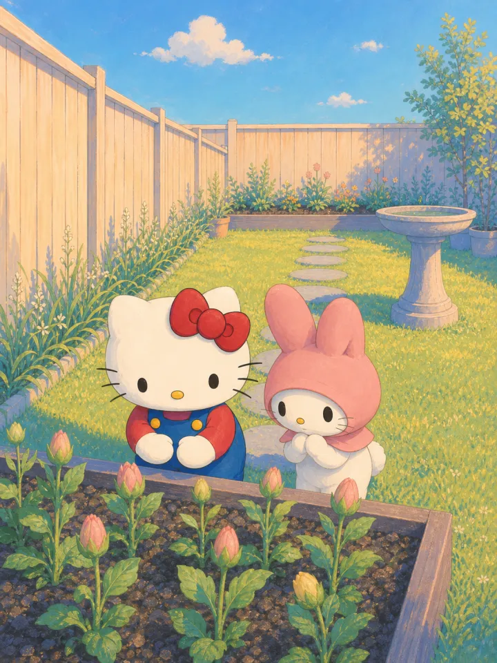 Hello Kitty and My Melody's Button Garden