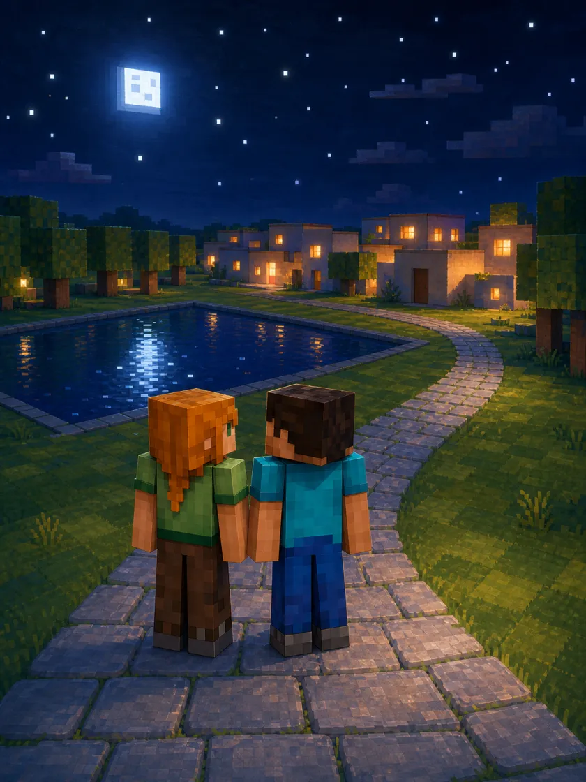 Ending: both builders look back at something that did not exist before.