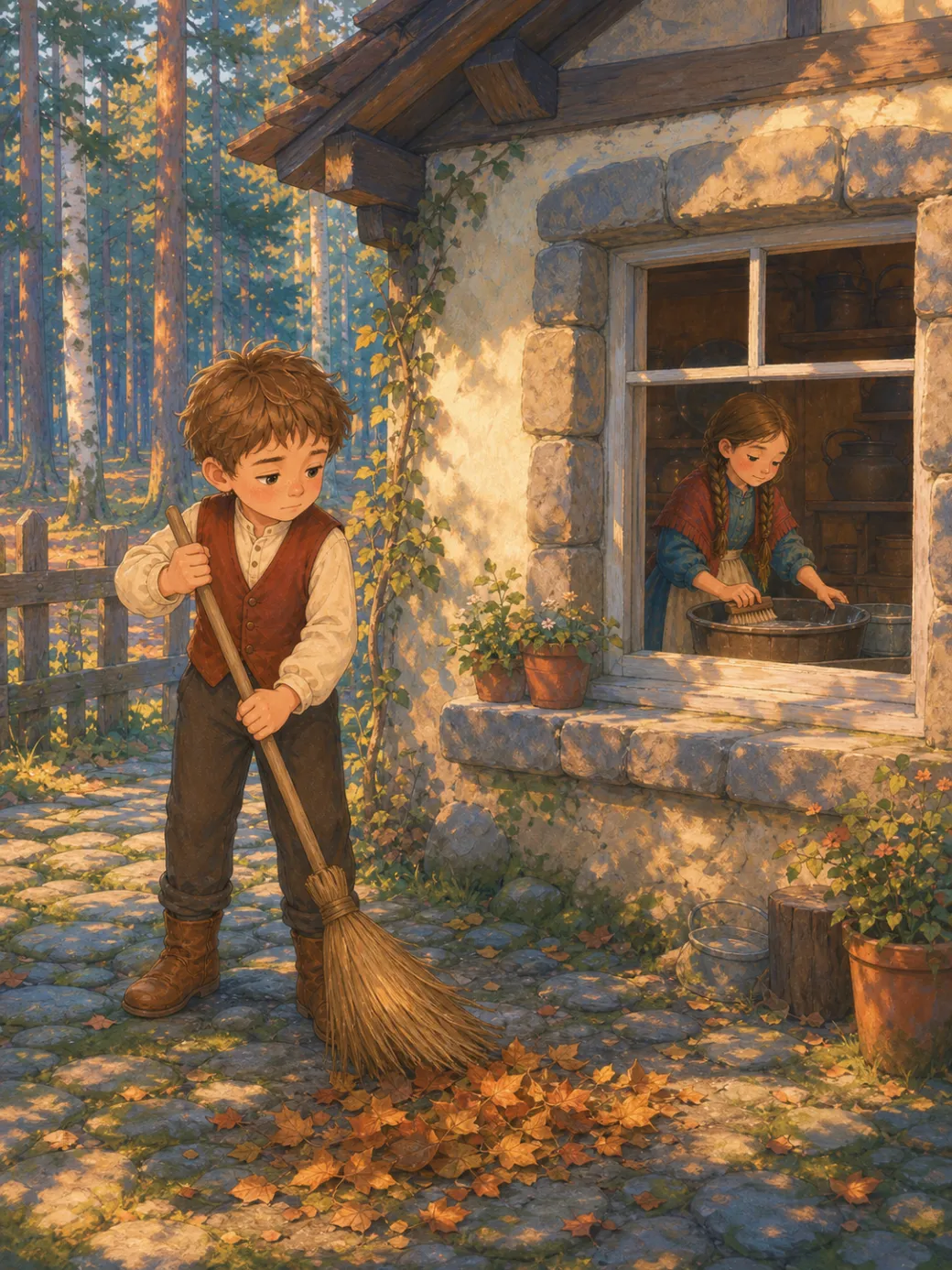 Hänsel und Gretel Kindergeschichte — Illustration Seite 4