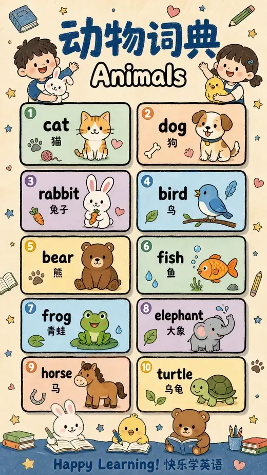 Animal words poster