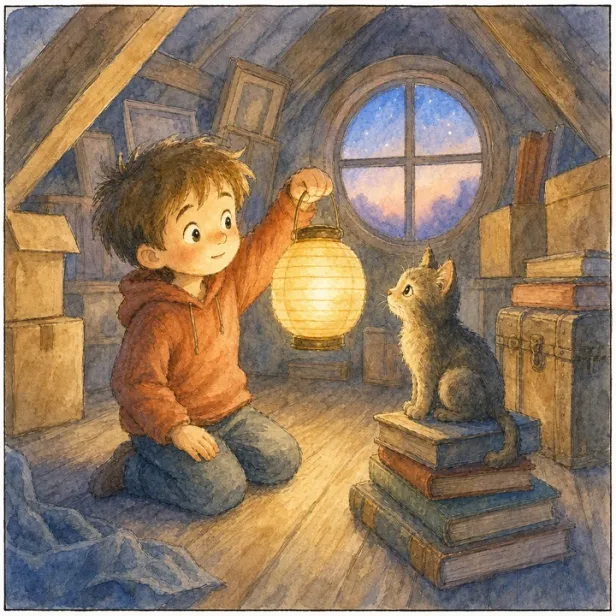 Dasselbe Panel in Nass-in-Nass-Aquarell: weich ineinanderlaufende Farblasuren, feine Tuschelinien, Pigmente, die sich in der Papierstruktur absetzen.